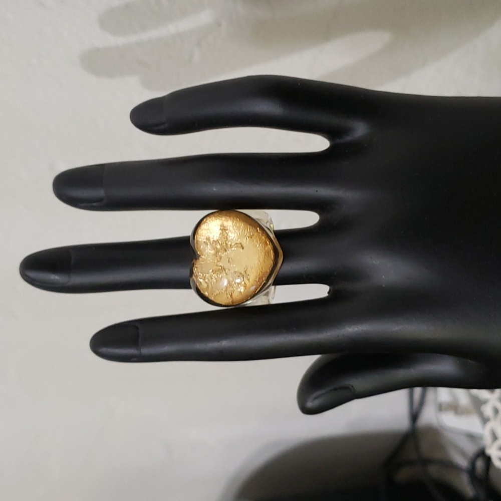 Acrylic Gold Foil Heart Ring (3For$15 item)